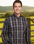 Camisa Country Xadrez Manga Longa Masculino Azul E Vermelho