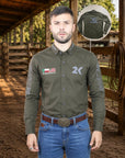 Camisa Country Masculina 2k Jeans Bordada Cowboy