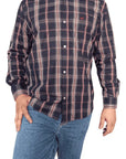 Camisa Country Xadrez Manga Longa Masculino Azul E Vermelho