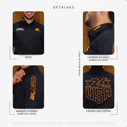 Camisa Country Masculina 2k Jeans Bordada Cowboy Premium