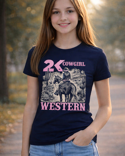 Camiseta Menina Infantil Juvenil Cowgirl Western 2k