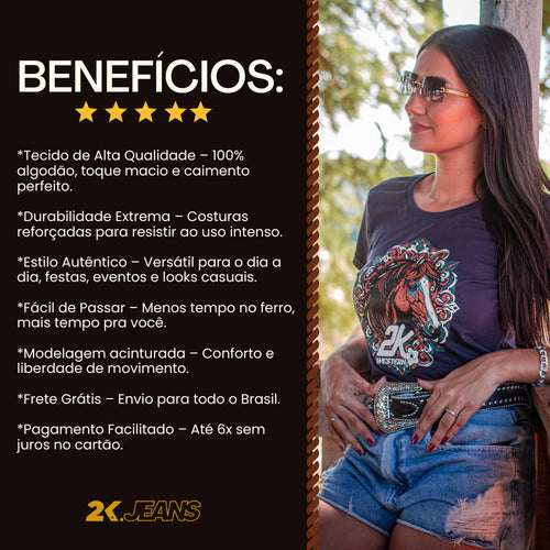 T-shirt Feminino 2k Jeans Circulo Estampado