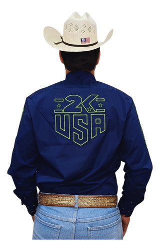 Camisa Country Masculina 2k Jeans Bordada Cowboy Premium
