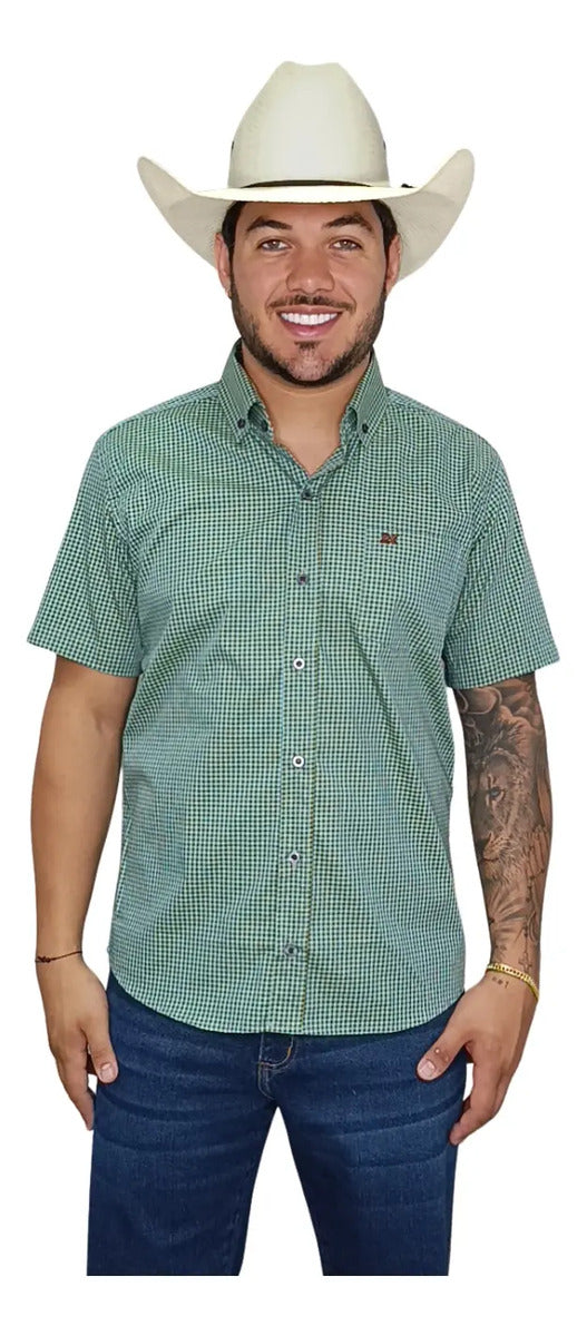 Camisa Country Xadrez Masculina 2k Jeans Manga Curta