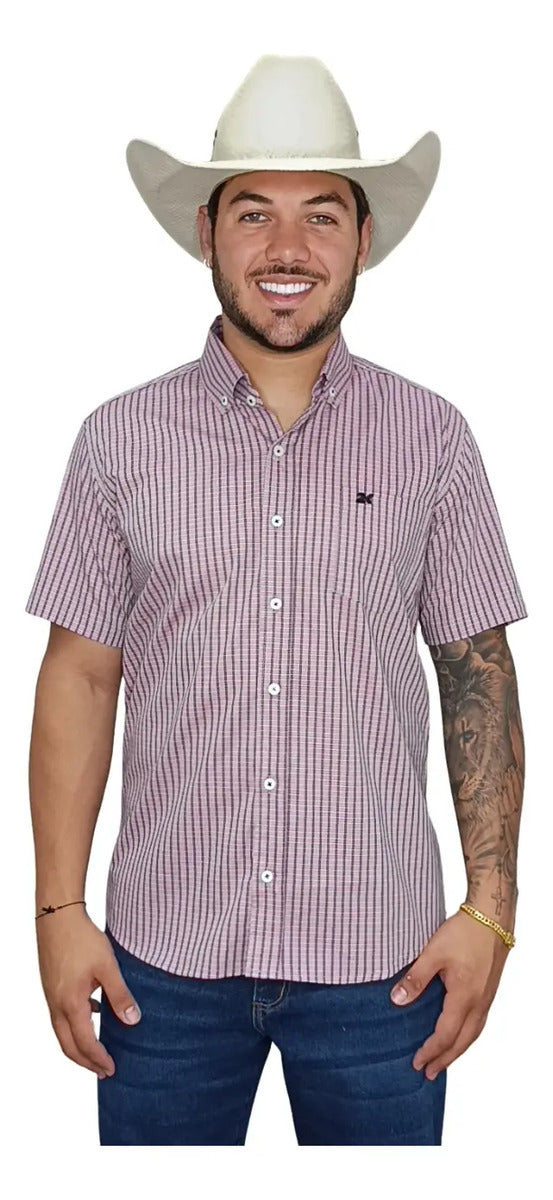Camisa Country Xadrez Masculina 2k Jeans Manga Curta