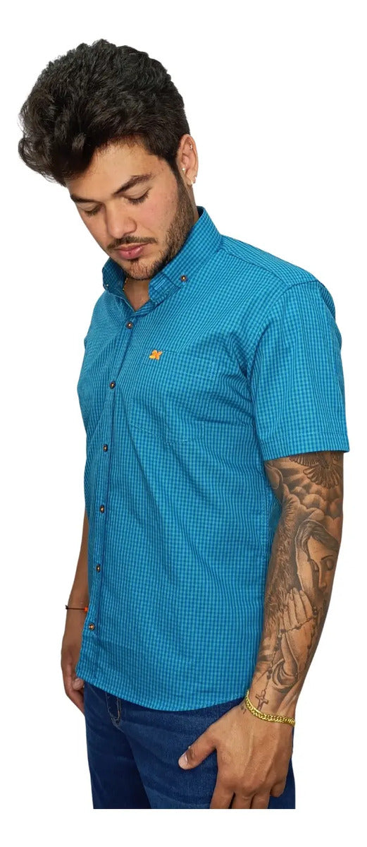 Camisa Country Xadrez Masculina 2k Jeans Manga Curta