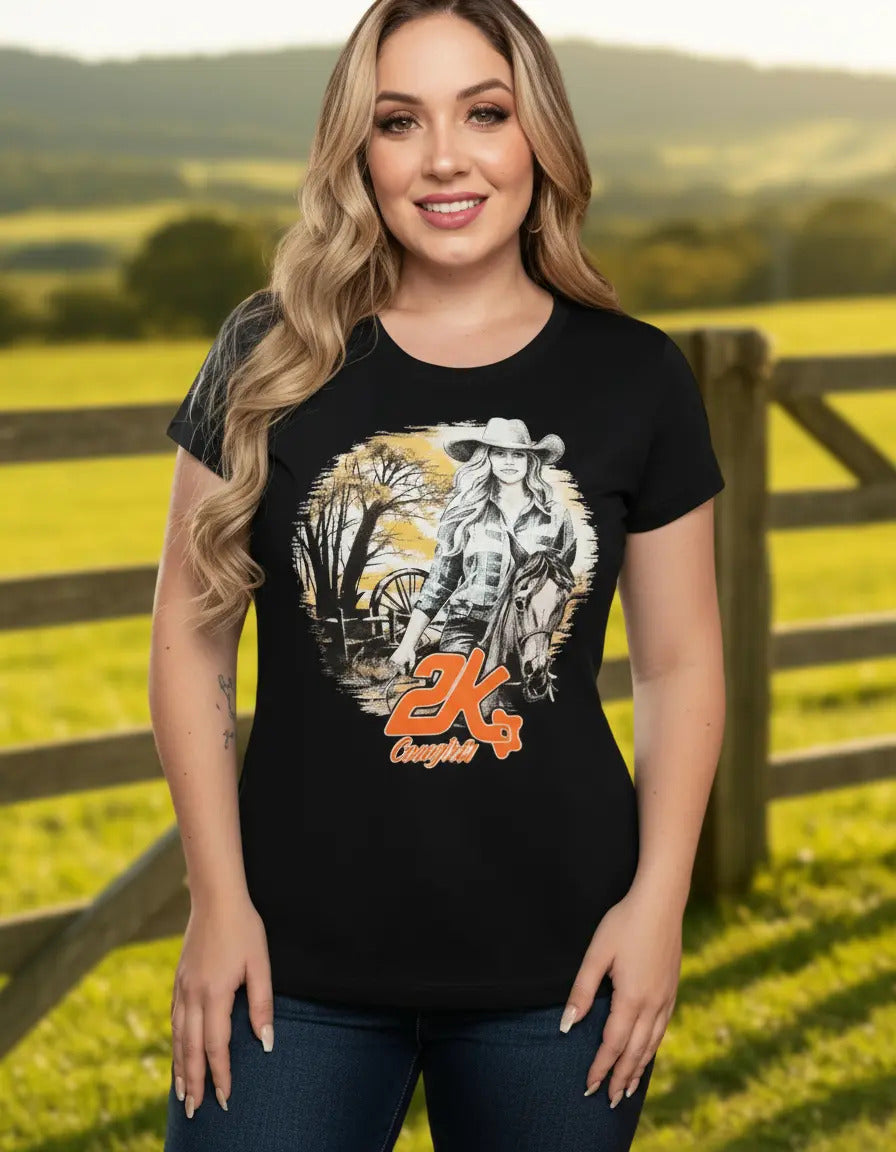 T-shirt Feminino 2k Jeans Cowgirl Country