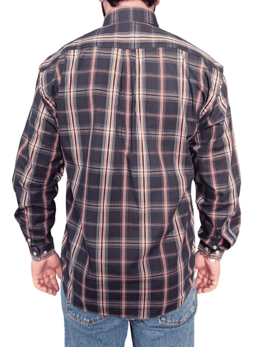 Camisa Country Xadrez Manga Longa Masculino Azul E Vermelho