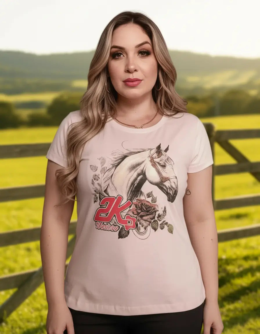 T-shirt Feminino 2k Horse Flower Country