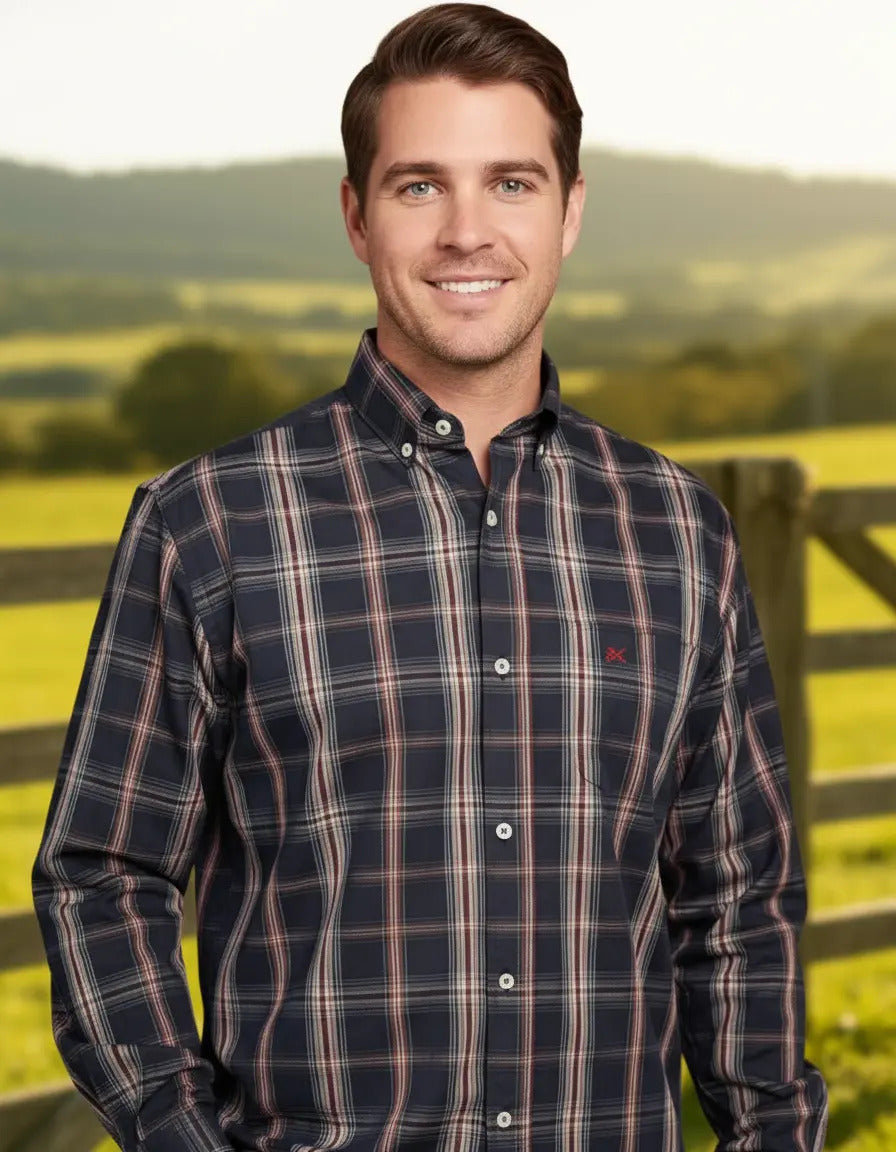 Camisa Country Xadrez Manga Longa Masculino Azul E Vermelho