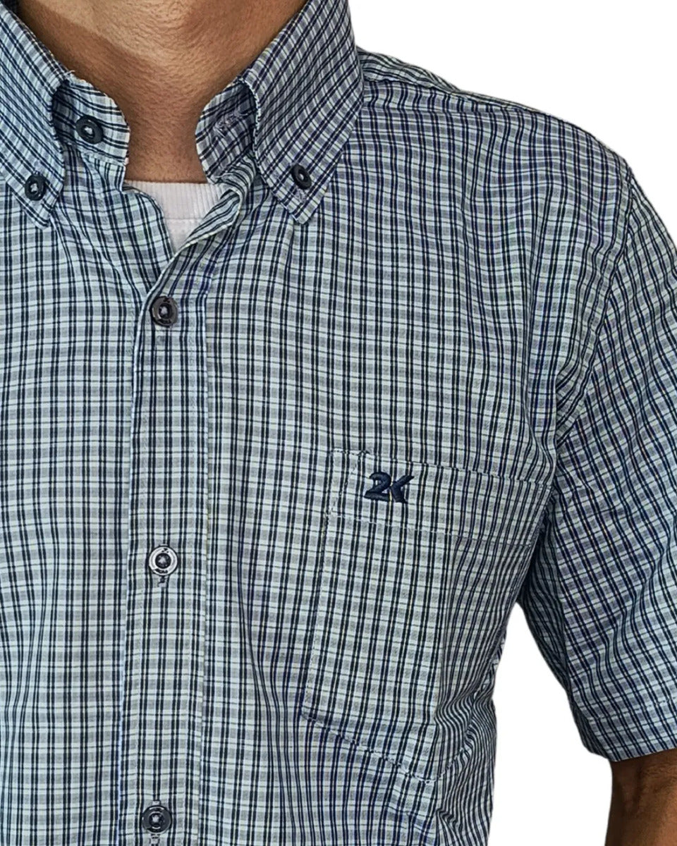Camisa Country Xadrez Masculina 2k Jeans Manga Curta 01