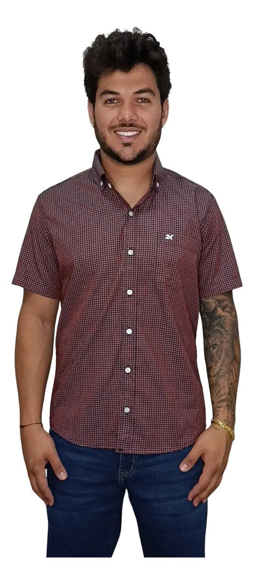 Camisa Country Xadrez Masculina 2k Jeans Manga Curta