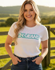 T-shirt Feminino 2k Jeans Bordado Country