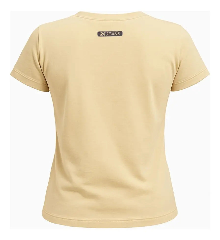 T-shirt Básica Feminina 2k Jeans Country Bege