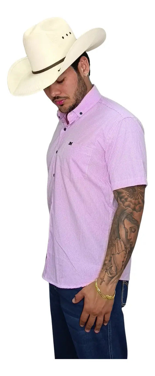 Camisa Country Xadrez Masculina 2k Jeans Manga Curta