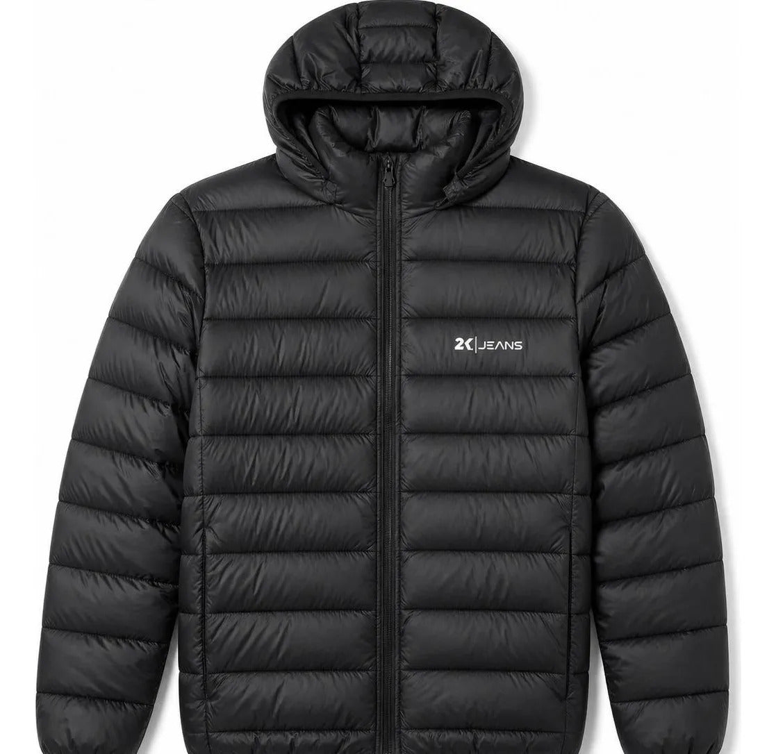 Jaqueta Puffer Unisex Preta Acolchoada Térmica Poliéster Inv