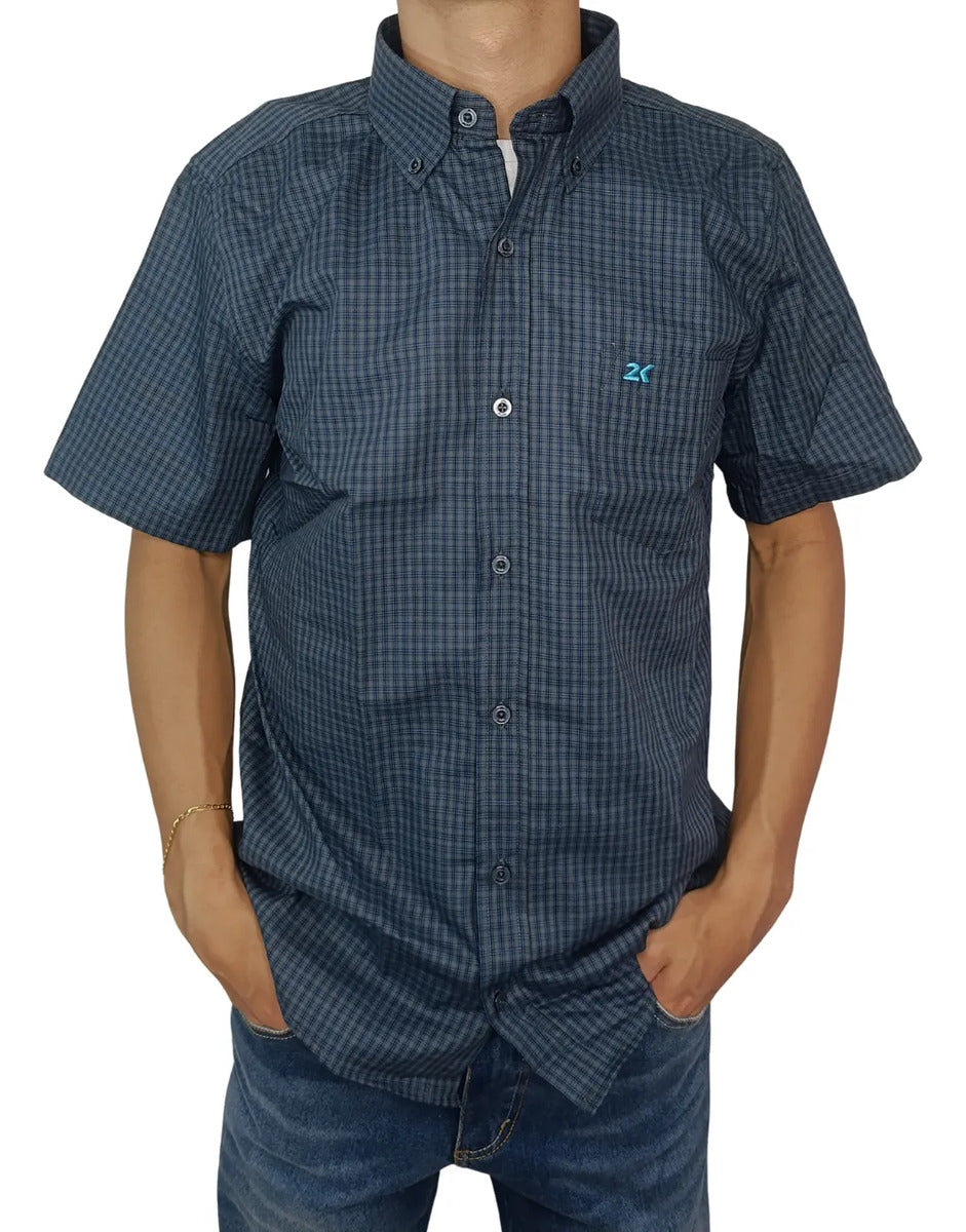 Camisa Country Xadrez Masculina 2k Jeans Manga Curta 03