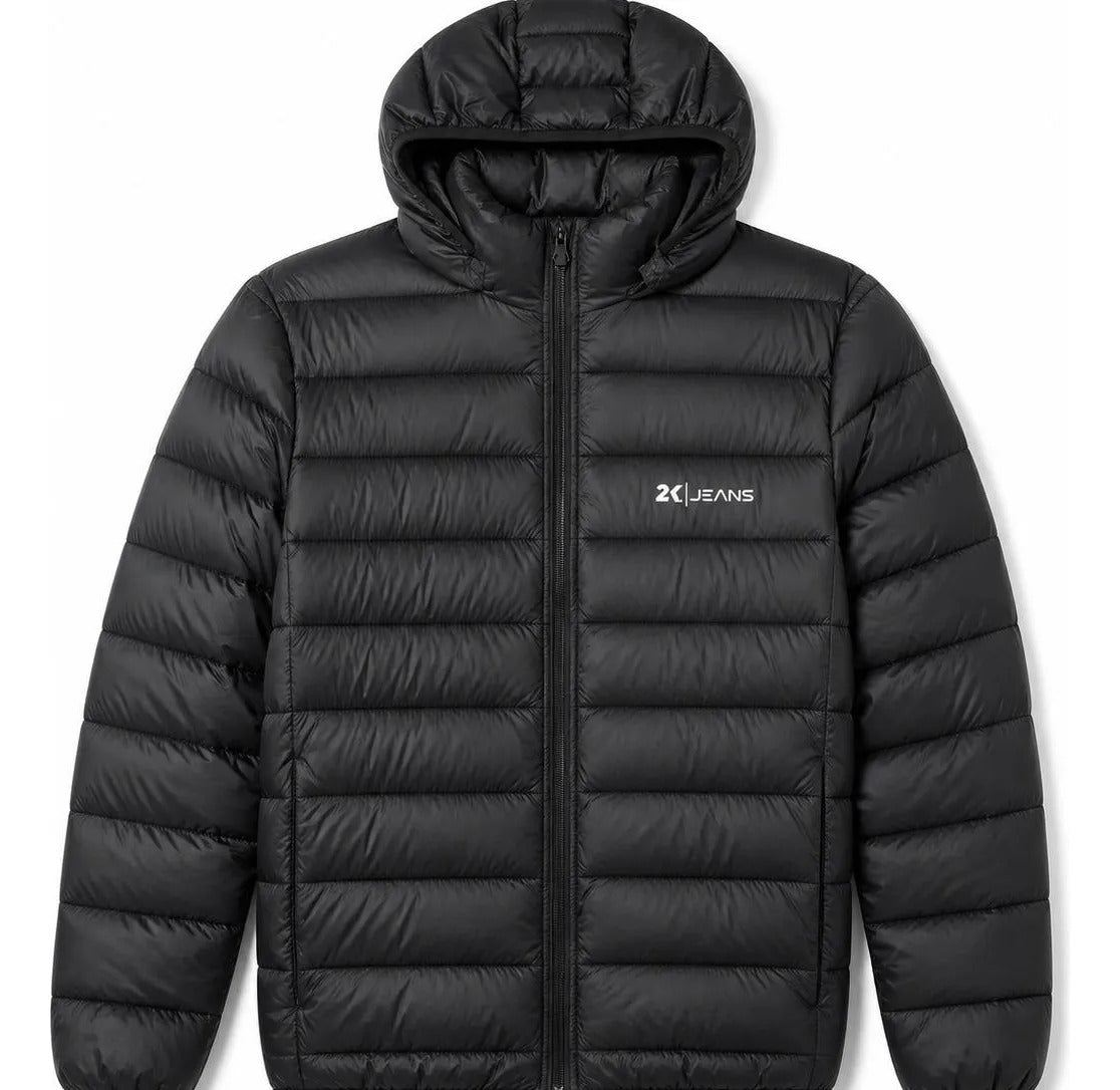 Jaqueta Puffer Unisex Preta Acolchoada Térmica Poliéster Inv