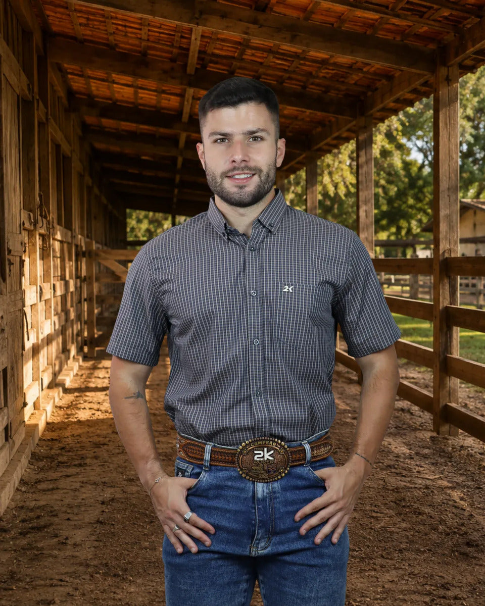 Camisa Country Xadrez Masculinas 2k Jeans Manga Curta