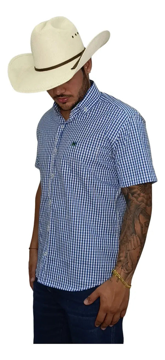 Camisa Country Xadrez Masculina 2k Jeans Manga Curta