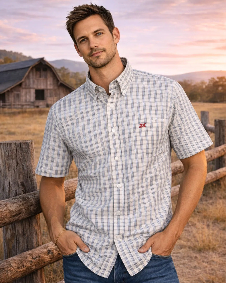 Camisa Country Xadrez Masculina 2k Jeans Manga Curta 09