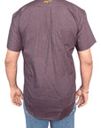 Camisa Country Xadrez Manga Curta Roxo Escuro