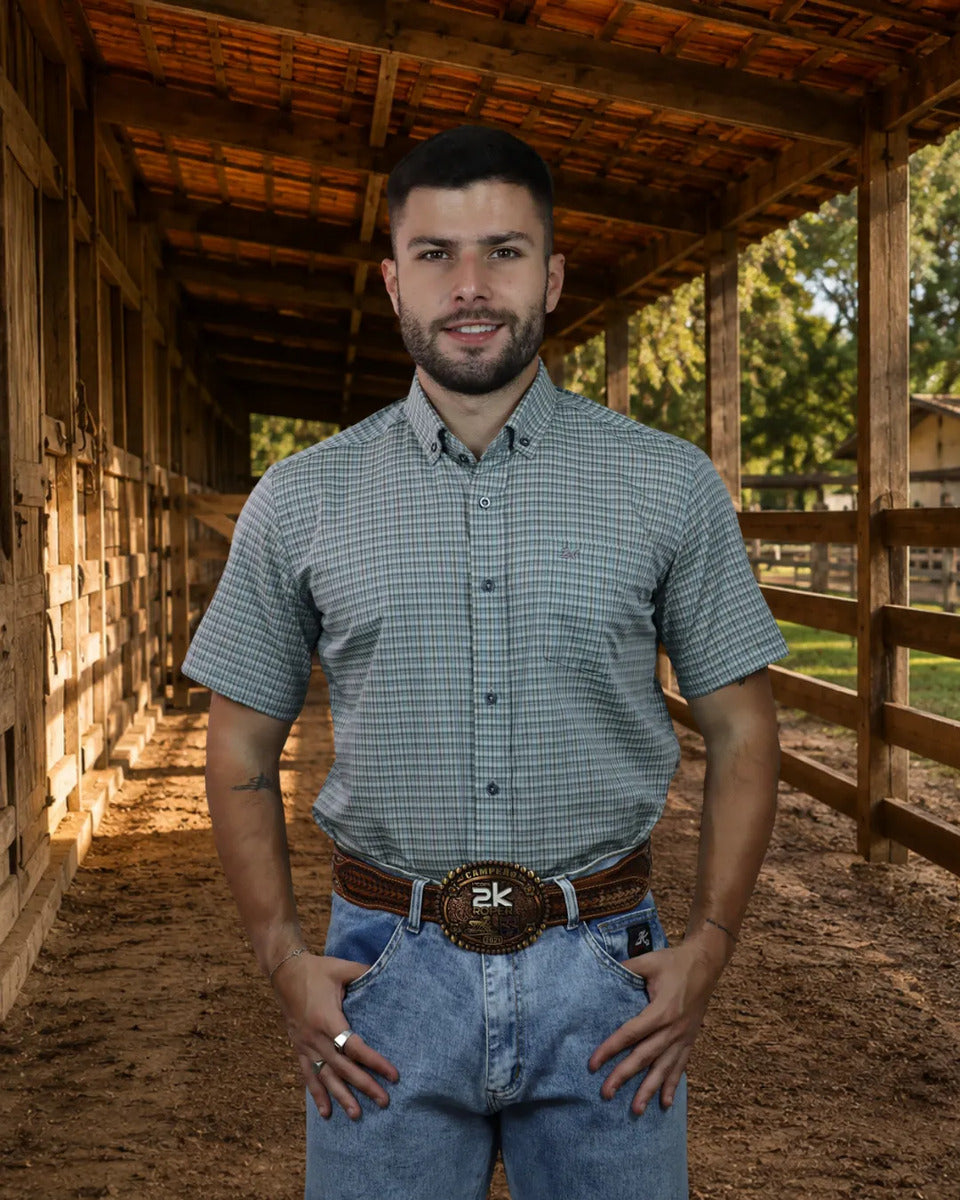 Camisa Country Xadrez Masculinas 2k Jeans Manga Curta