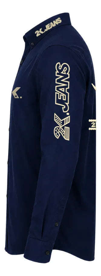 Camisa Country Masculina 2k Jeans Bordada Cowboy