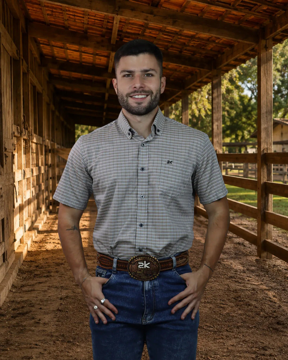 Camisa Country Xadrez Masculinas 2k Jeans Manga Curta