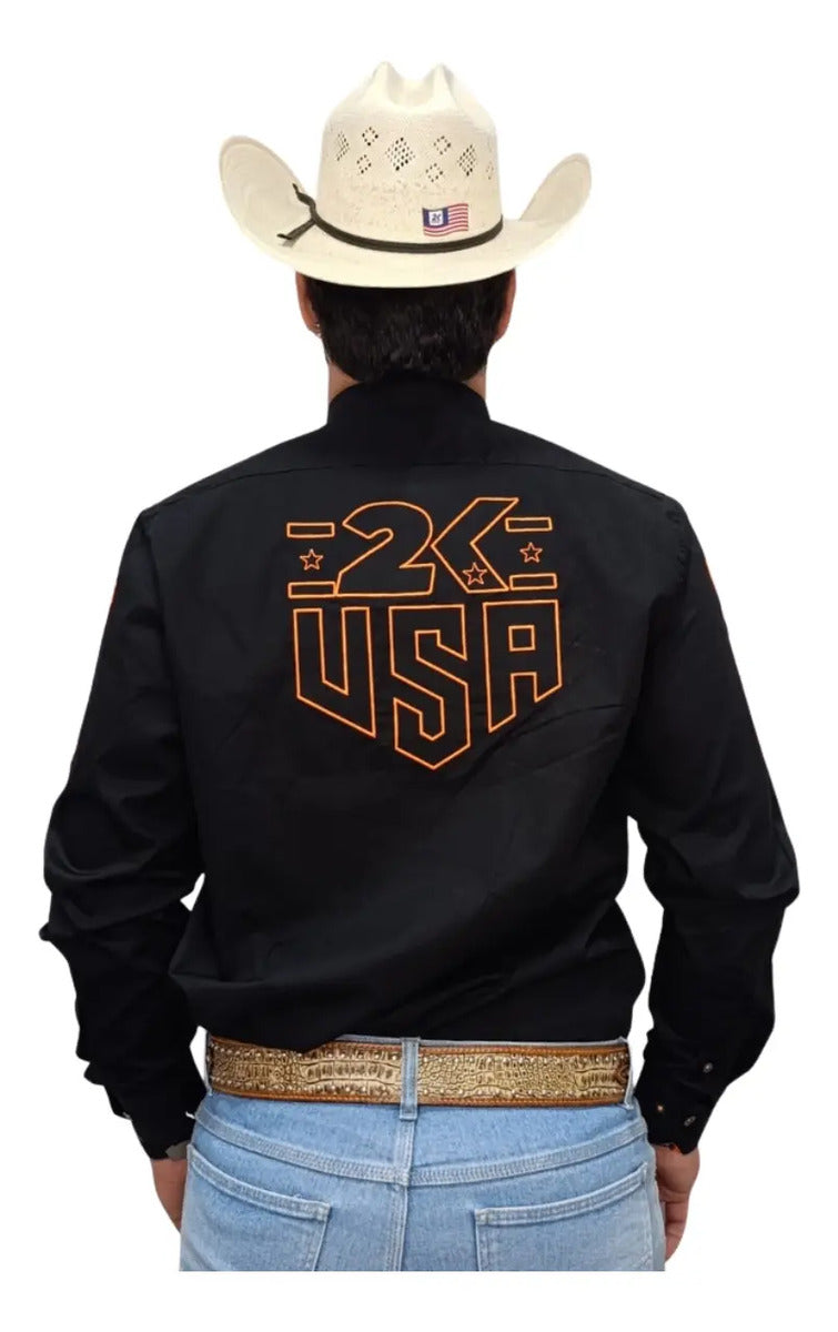 Camisa Country Masculina 2k Jeans Bordada Cowboy Premium