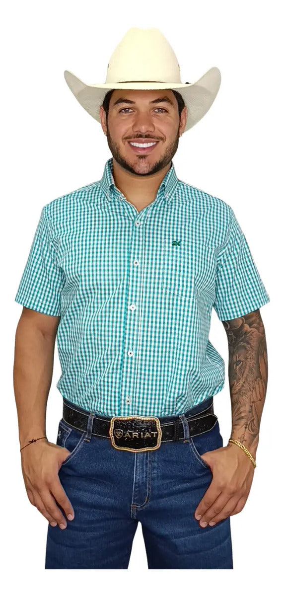 Camisa Country Xadrez Masculina 2k Jeans Manga Curta