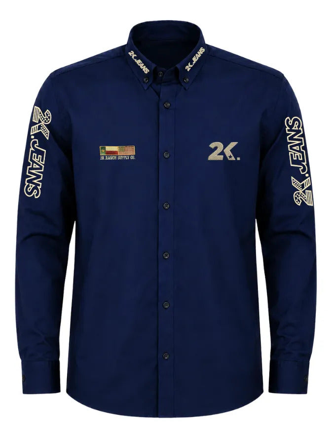 Camisa Country Masculina 2k Jeans Bordada Cowboy