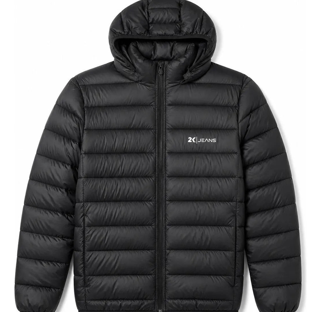 Jaqueta Puffer Unisex Preta Acolchoada Térmica Poliéster Inv