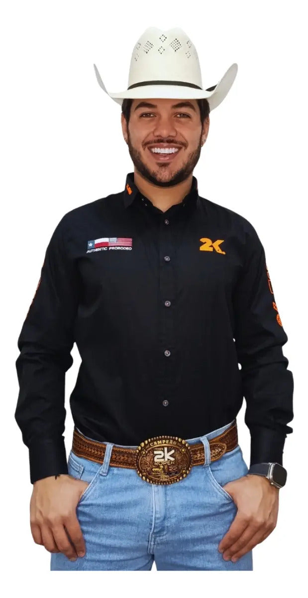 Camisa Country Masculina 2k Jeans Bordada Cowboy Premium