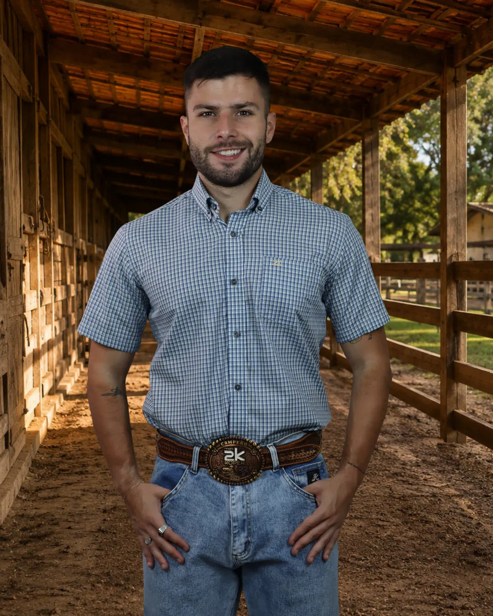Camisa Country Xadrez Masculinas 2k Jeans Manga Curta