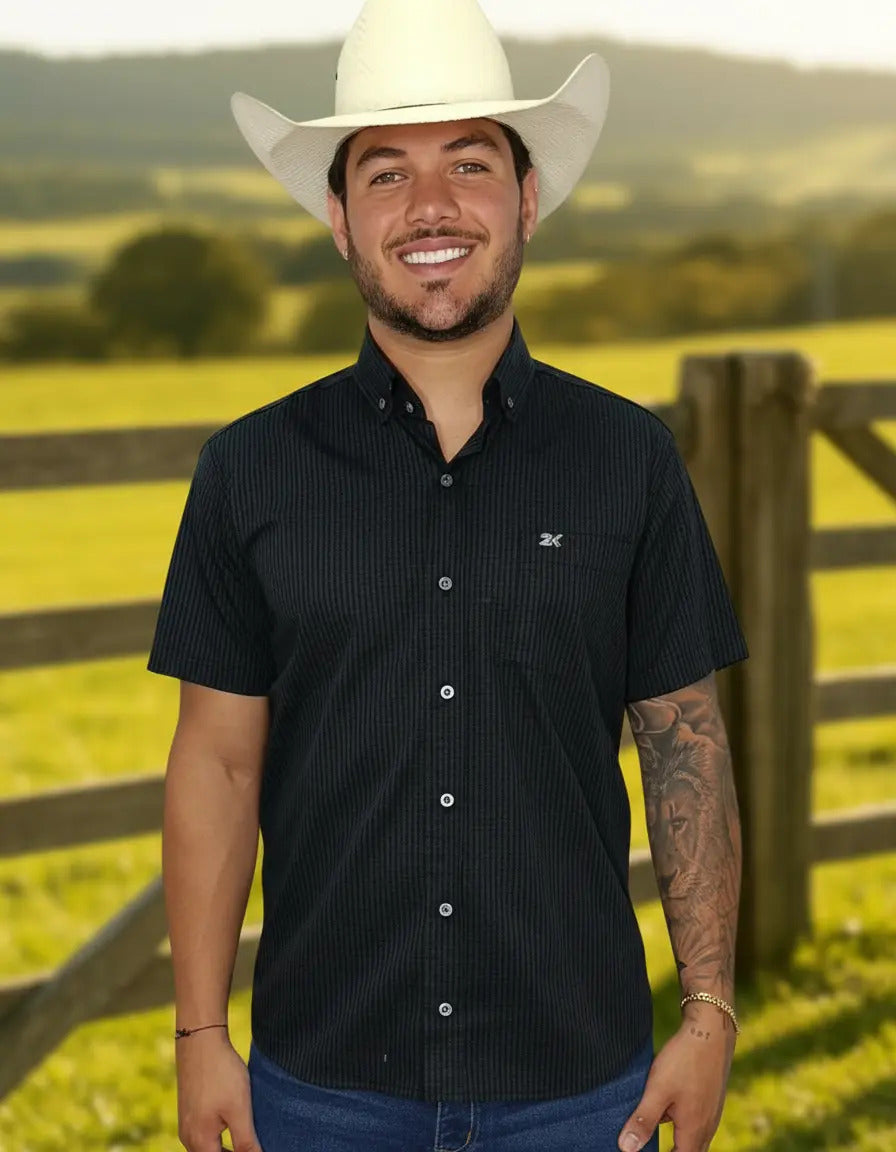 Camisa Country Xadrez Masculina 2k Jeans Manga Curta