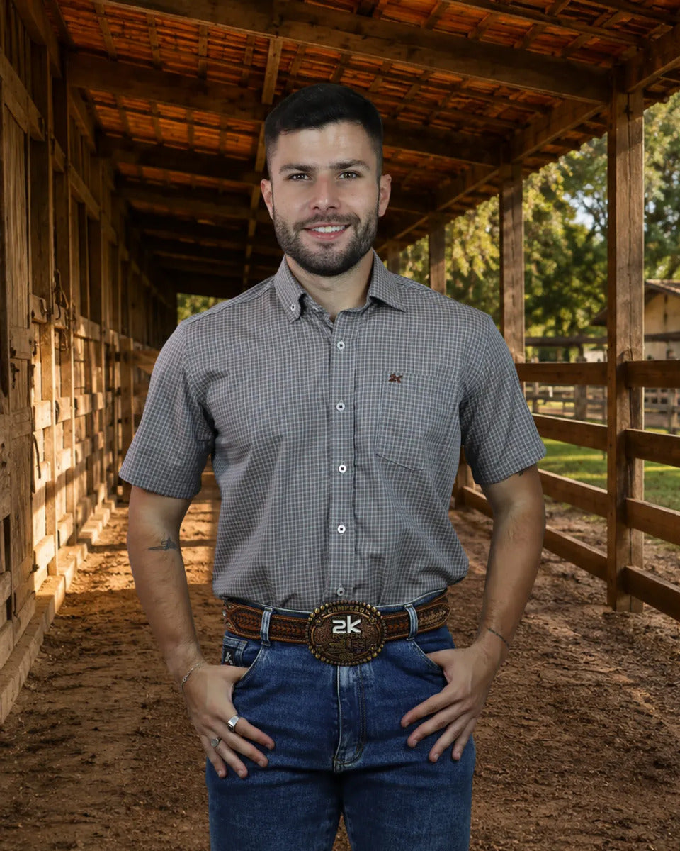 Camisa Country Xadrez Masculinas 2k Jeans Manga Curta