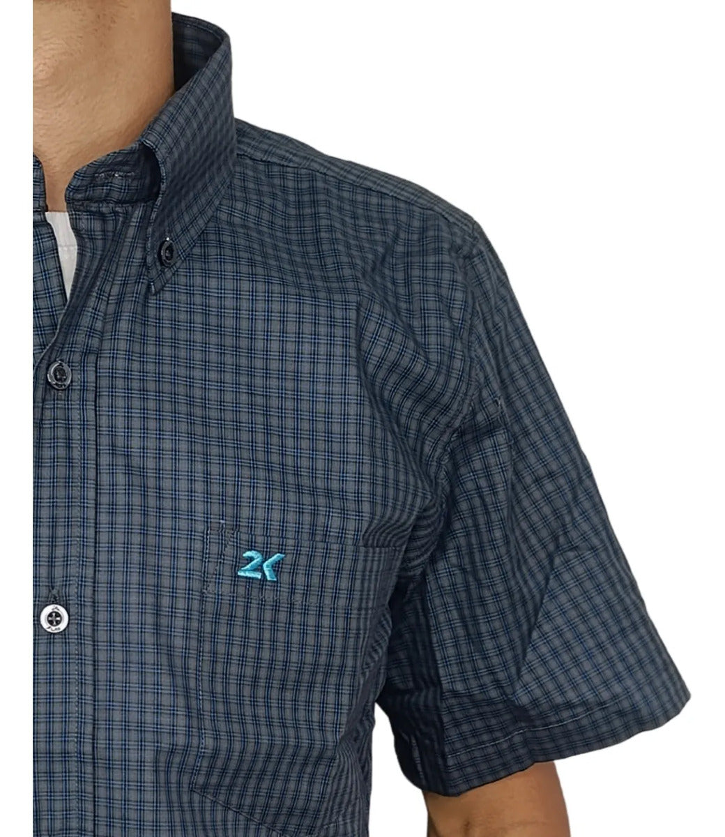 Camisa Country Xadrez Masculina 2k Jeans Manga Curta 03