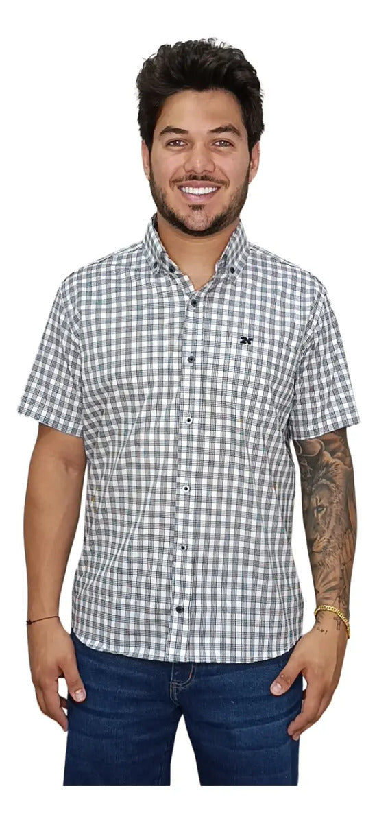 Camisa Country Xadrez Masculina 2k Jeans Manga Curta