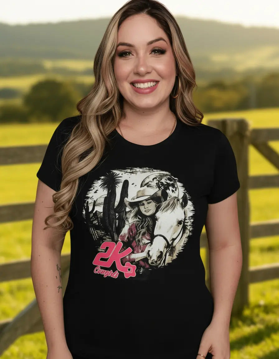 T-shirt Feminino 2k Cowgirls Estampado Country