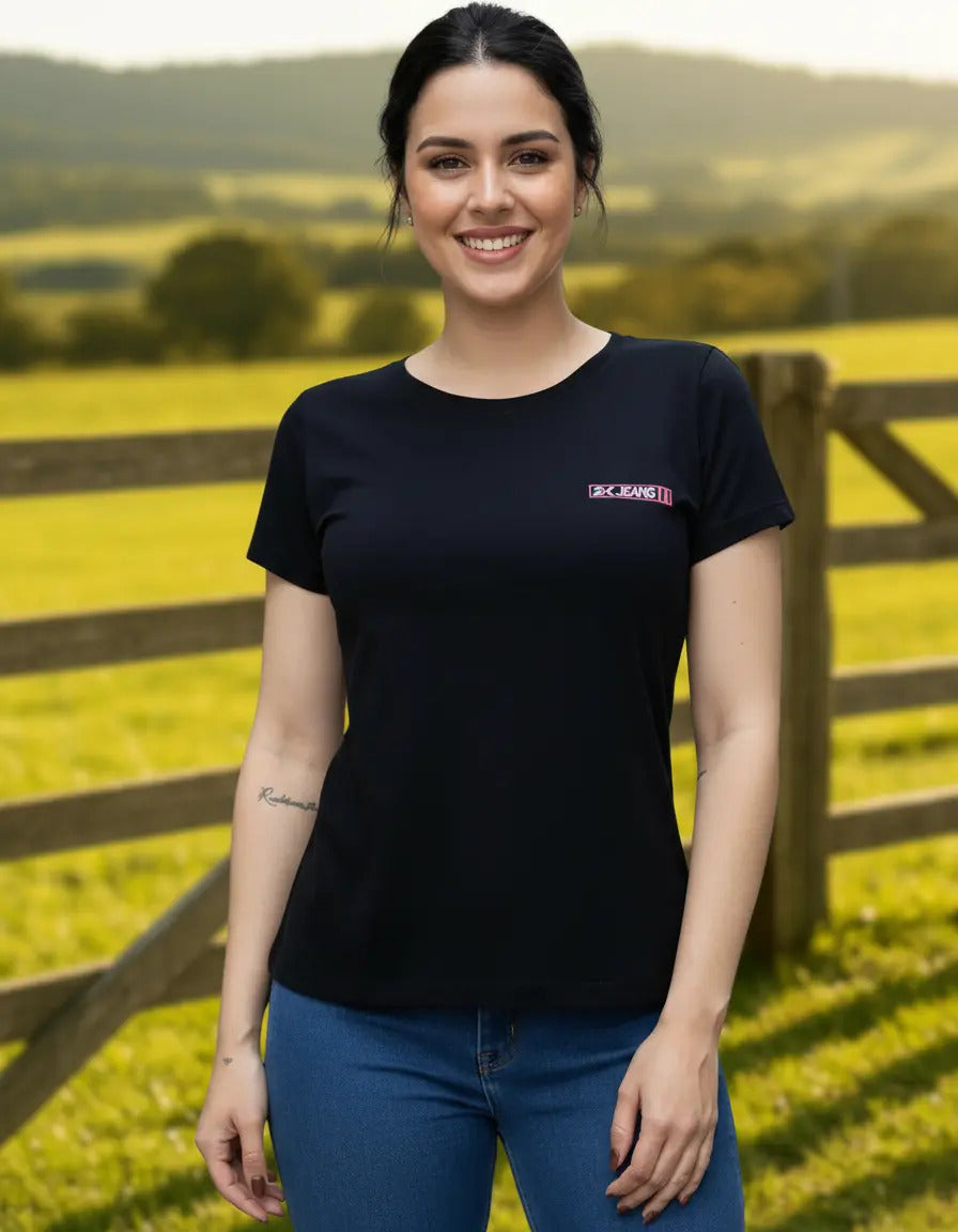 T-shirt Básica Feminina 2k Jeans Country Cor Preta