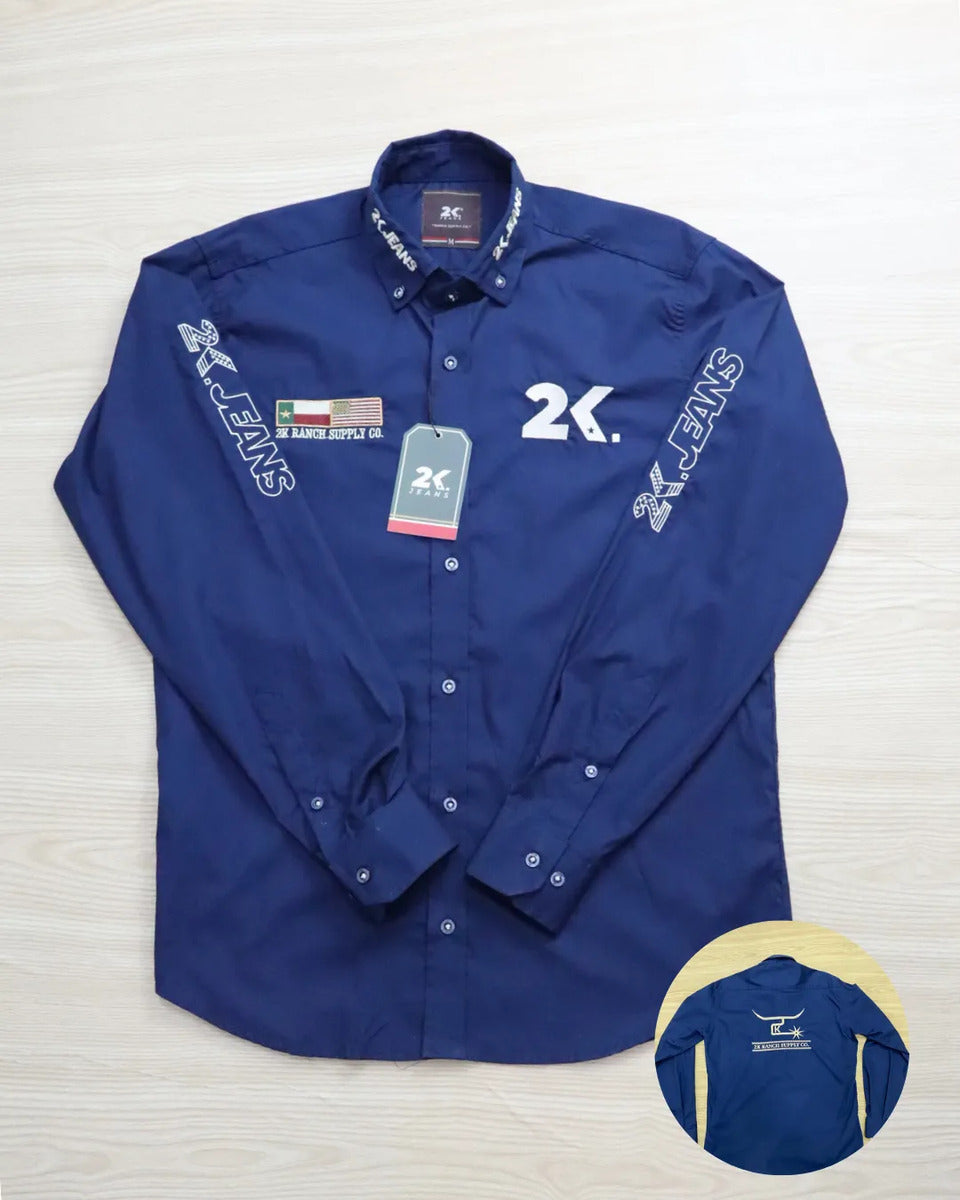 Camisa Country Masculina 2k Jeans Bordada Cowboy