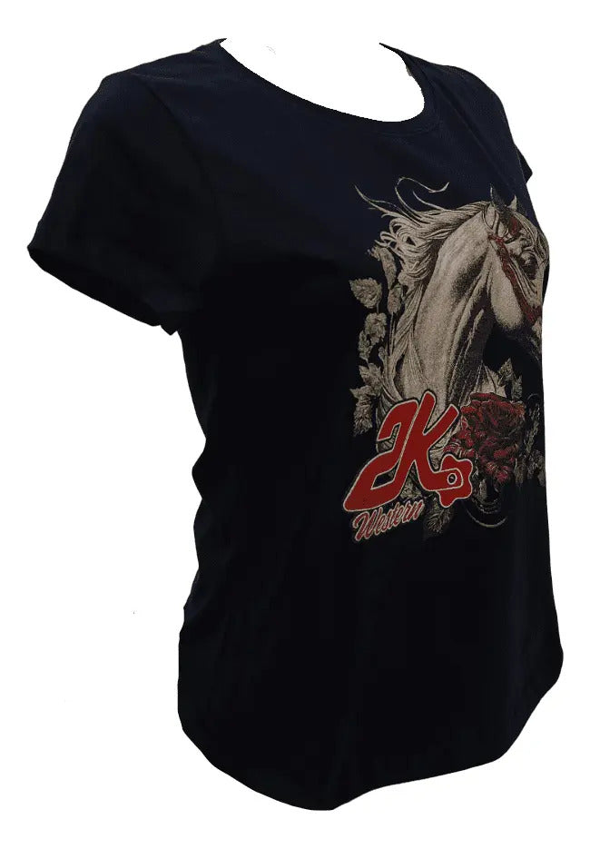 T-shirt Feminino 2k Horse Flower Country