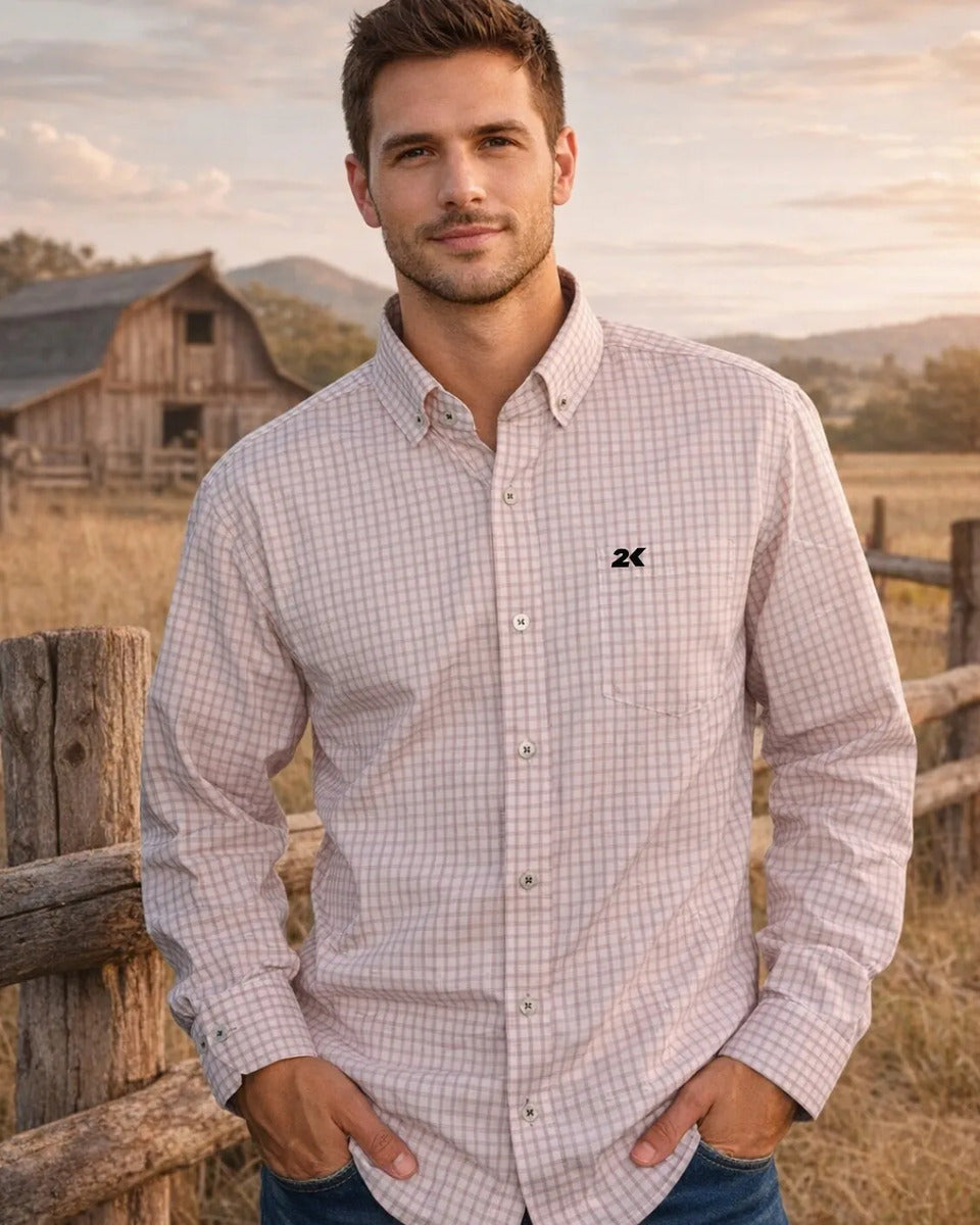 Camisa Country Xadrez Masculina Manga Longa 2k Jeans 30