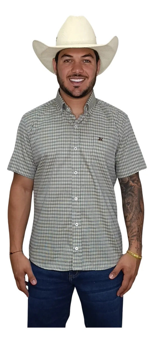 Camisa Country Xadrez Masculina 2k Jeans Manga Curta