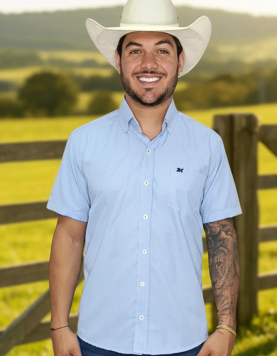 Camisa Country Xadrez Masculina 2k Jeans Manga Curta
