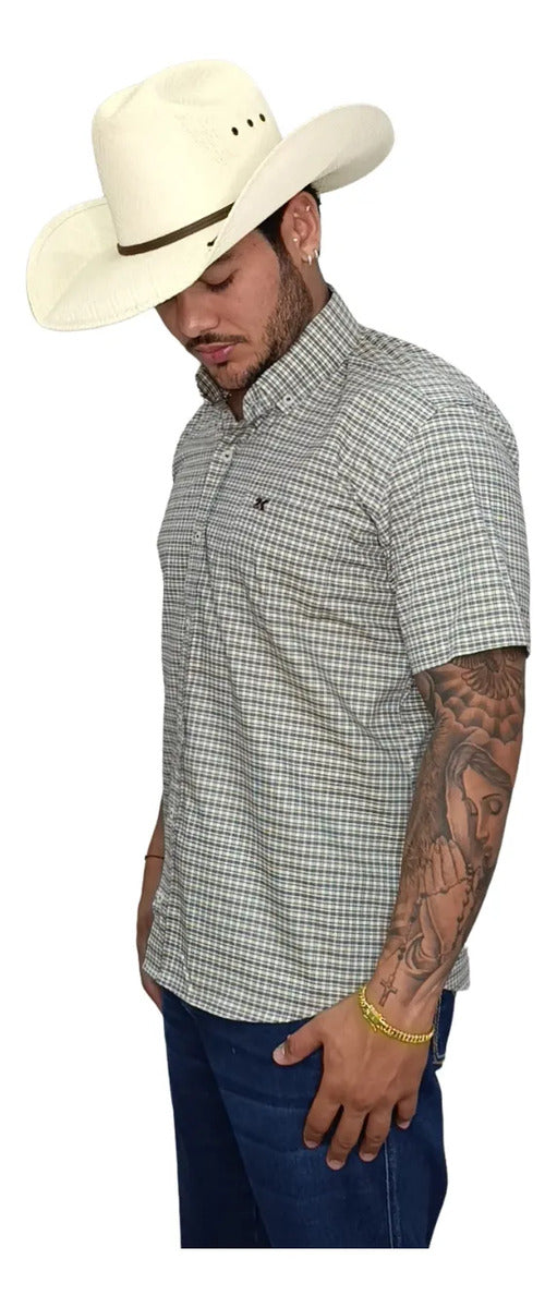 Camisa Country Xadrez Masculina 2k Jeans Manga Curta