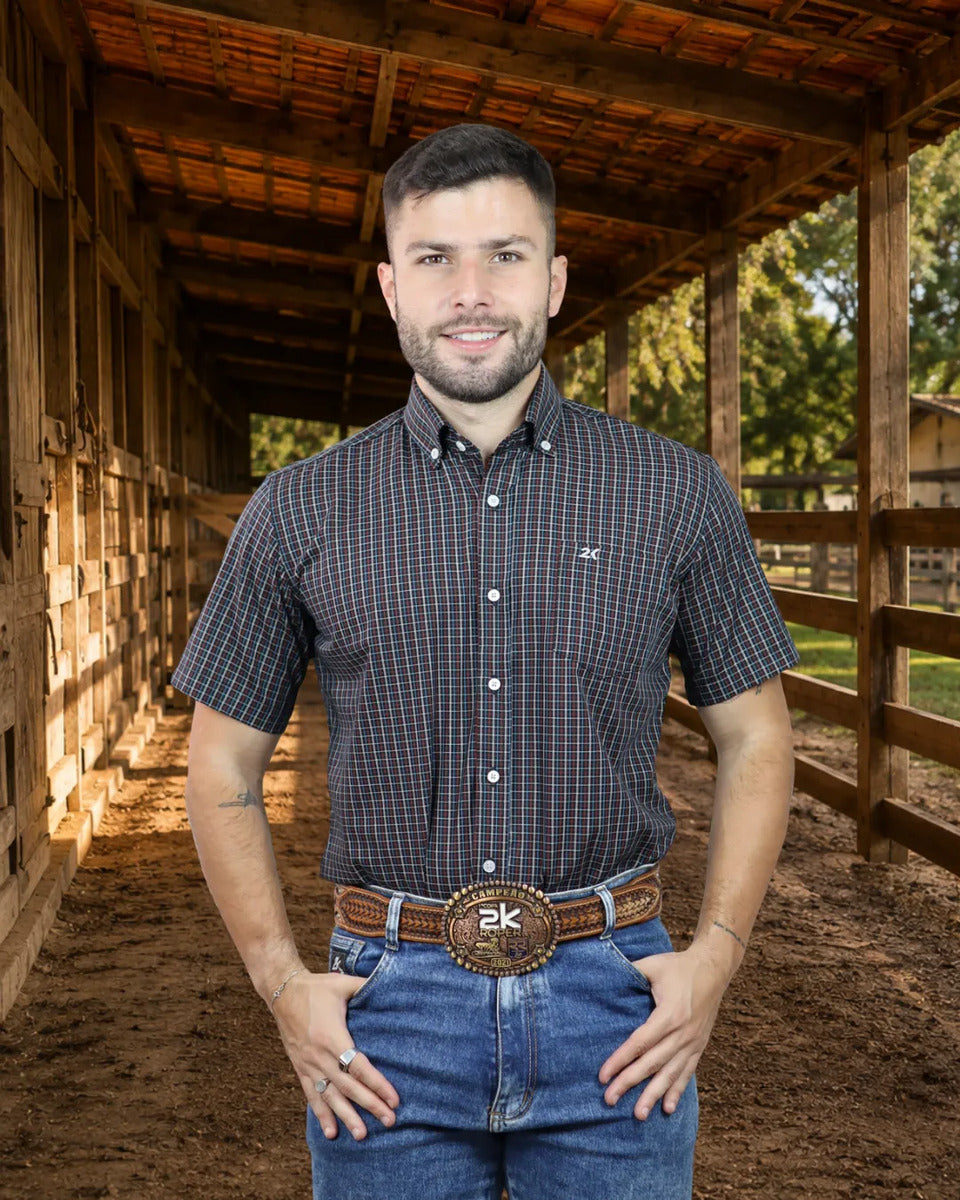 Camisa Country Xadrez Masculinas 2k Jeans Manga Curta