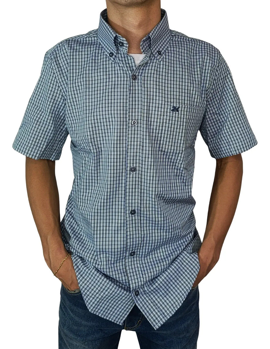 Camisa Country Xadrez Masculina 2k Jeans Manga Curta 01