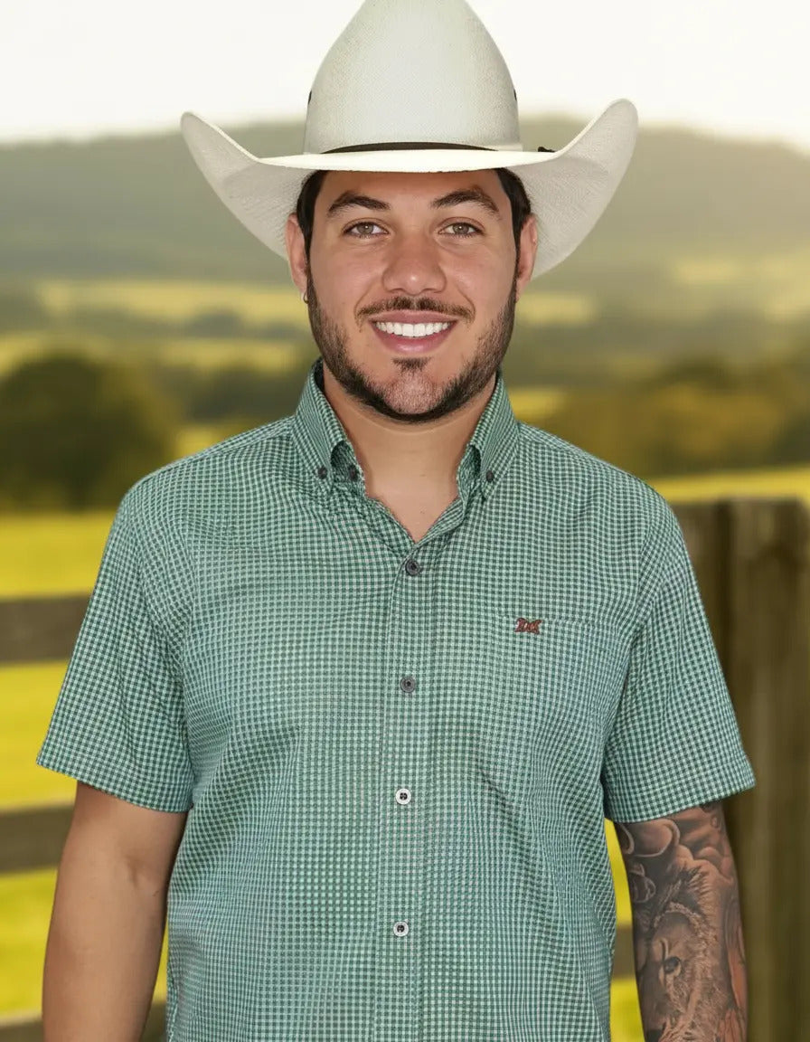 Camisa Country Xadrez Masculina 2k Jeans Manga Curta